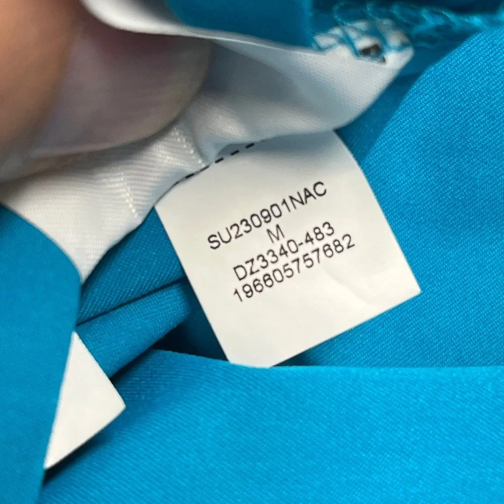 Jordan Flight Club Mens Teal Blue Short Sleeve Bowling Shirt DZ3340-483 Size M